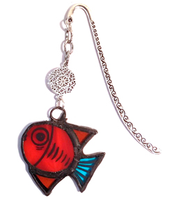 Petit marque page  en verre Poisson rouge  SandnerGlass