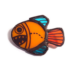 Broche verre Harry Orange SandnerGlass