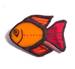 Broche verre Goldfish SandnerGlass