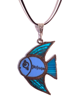 Pendentif verre Angela Bleue Marion Sandner