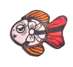 Broche verre Gladysette coquette SandnerGlass