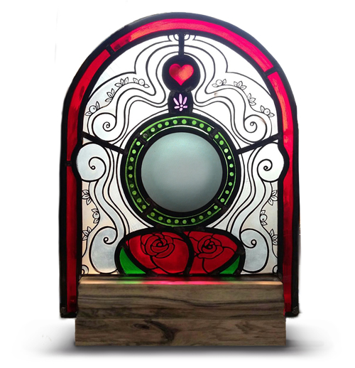 Miroir Roses Rouges SandnerGlass