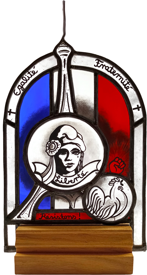 Vitrail Liberté et Résistance SandnerGlass